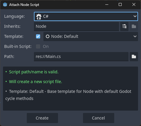 Attach script window