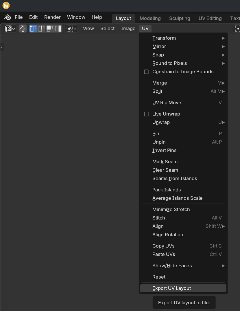 Export UV layout in Blender