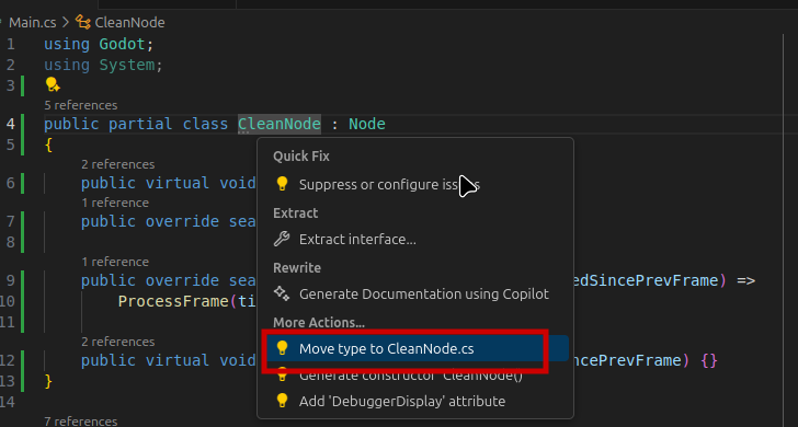 Move type to clean node option