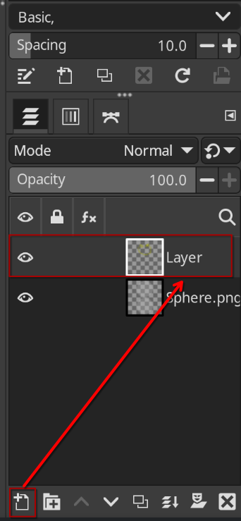 New layer in gimp
