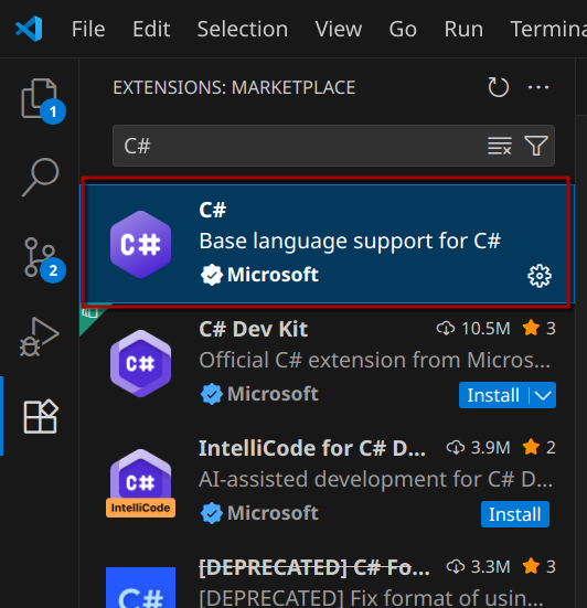 VSCode C# extension