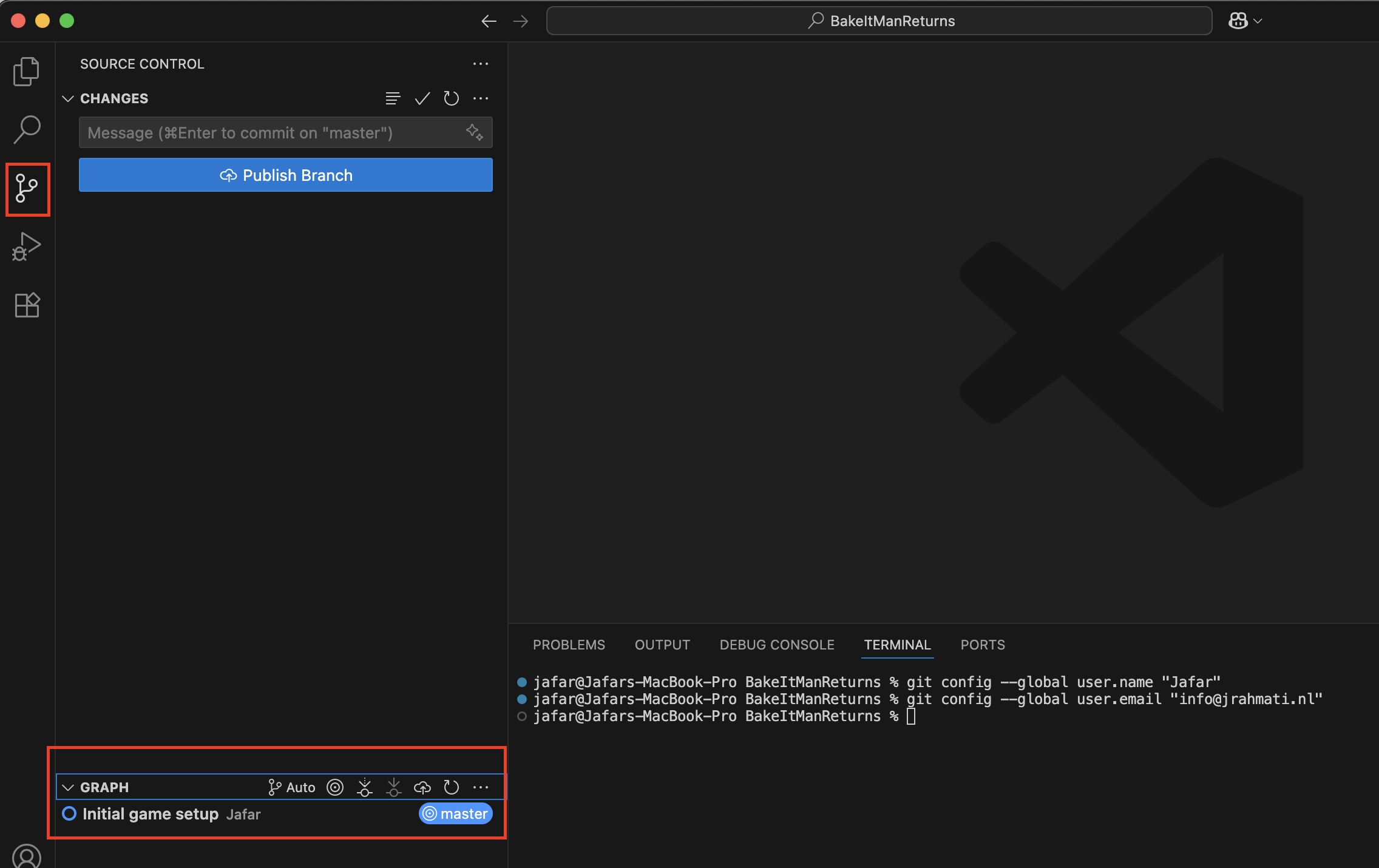 VSCode commit graph